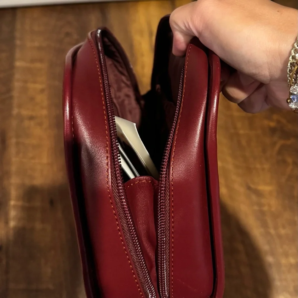 Cartier Vintage Burgundy Leather Cosmetic/Toiletry Pouch